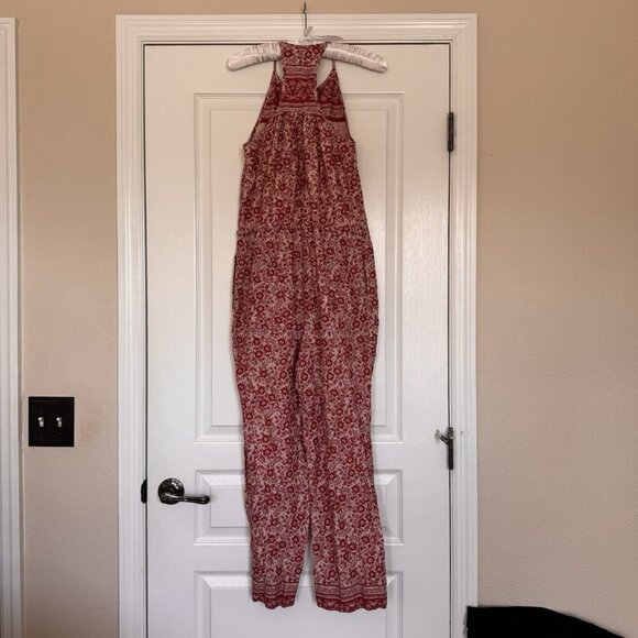 Faherty Adella Floral Jumpsuit Size XS Red Pink Pockets Resortwear - Picture 5 of 15